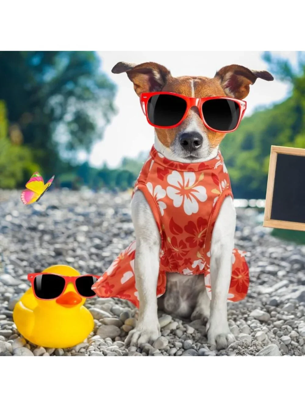 Summer Hawaii Dog Dresses - 8 Pcs Floral Flamingo Skirts for Girls & Cats, Beach